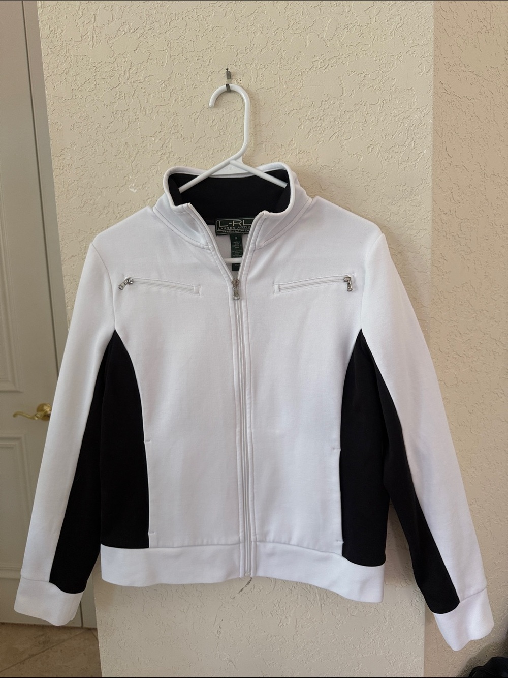 Ralph Lauren White and Black Zip-Front Bomber Jacket​